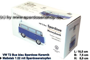 Spardose Auto VW T2 Bus blau Bulli Verpackung