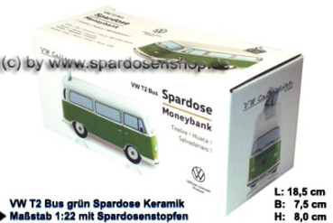 Spardose Auto VW T2 Bus grün Bulli Verpackung