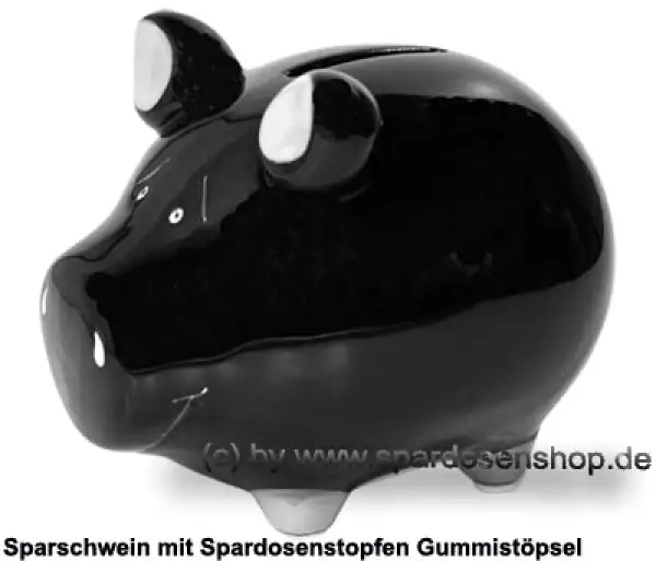 Sparschwein Kleinsparschwein ohne Design Blanko schwarz Keramik A