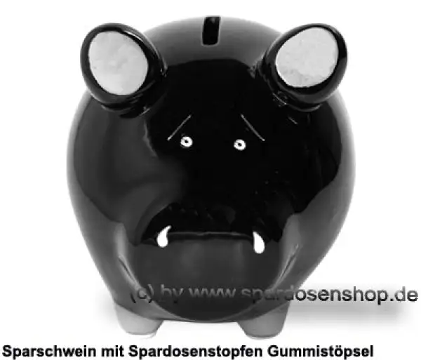 Sparschwein Kleinsparschwein ohne Design Blanko schwarz Keramik B