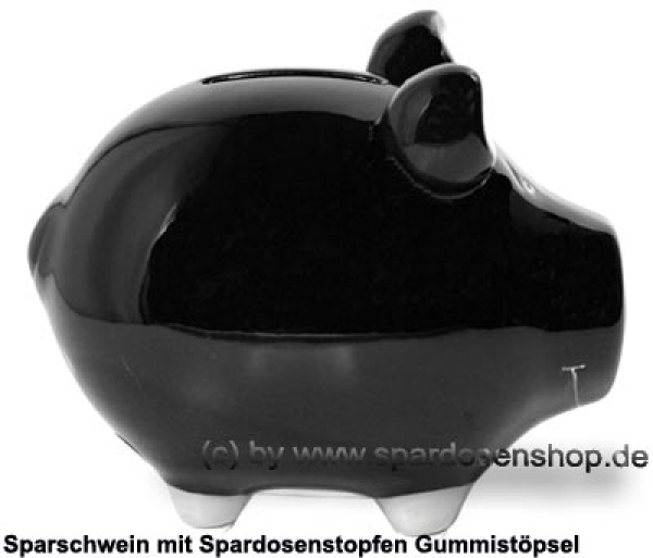 Sparschwein Kleinsparschwein ohne Design Blanko schwarz Keramik C