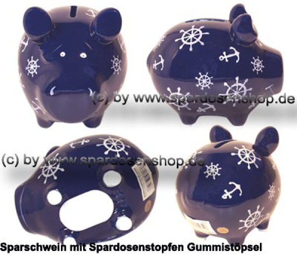 Sparschwein Kleinsparschwein Nautilus dunkelblau Keramik Gesamt