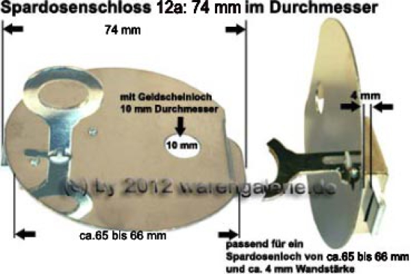 Spardosenschloss 12a: 74mm