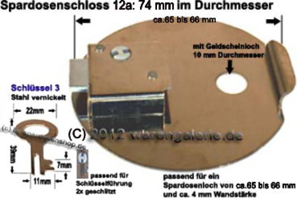 Spardosenschloss 12a: 74mm