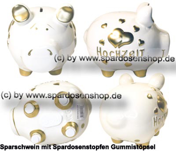 Sparschwein mittelgroßes Sparschwein 3D Design Hochzeit Keramik Gesamt