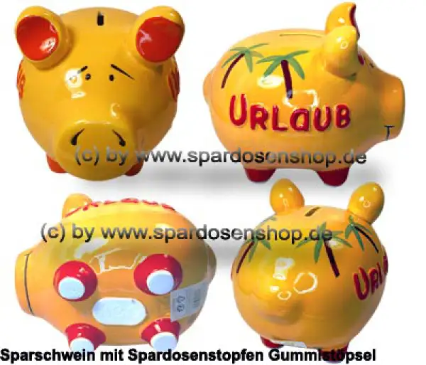 Sparschwein mittelgroßes Sparschwein 3D Design Urlaub Palmen Keramik Gesamt