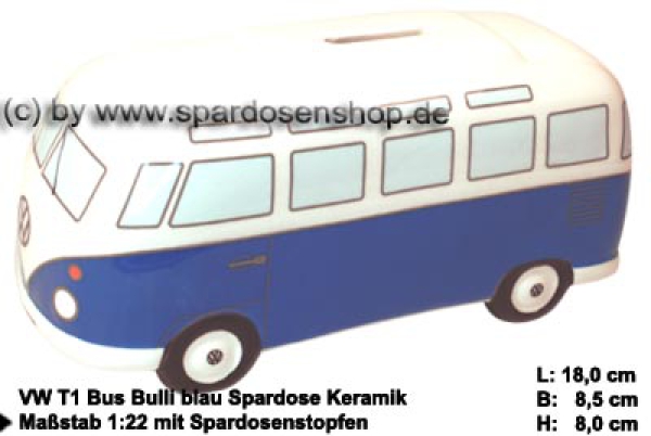 Spardose Auto VW T1 Bus Bulli blau A