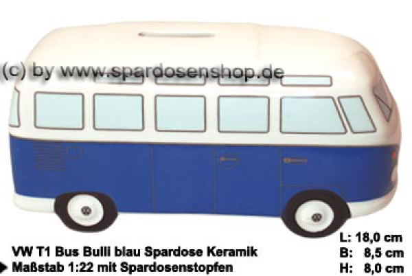 Spardose Auto VW T1 Bus Bulli blau C
