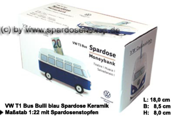 Spardose Auto VW T1 Bus Bulli blau VE