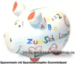 Sparschwein Kleinsparschwein Zum Schulanfang weiß Keramik A